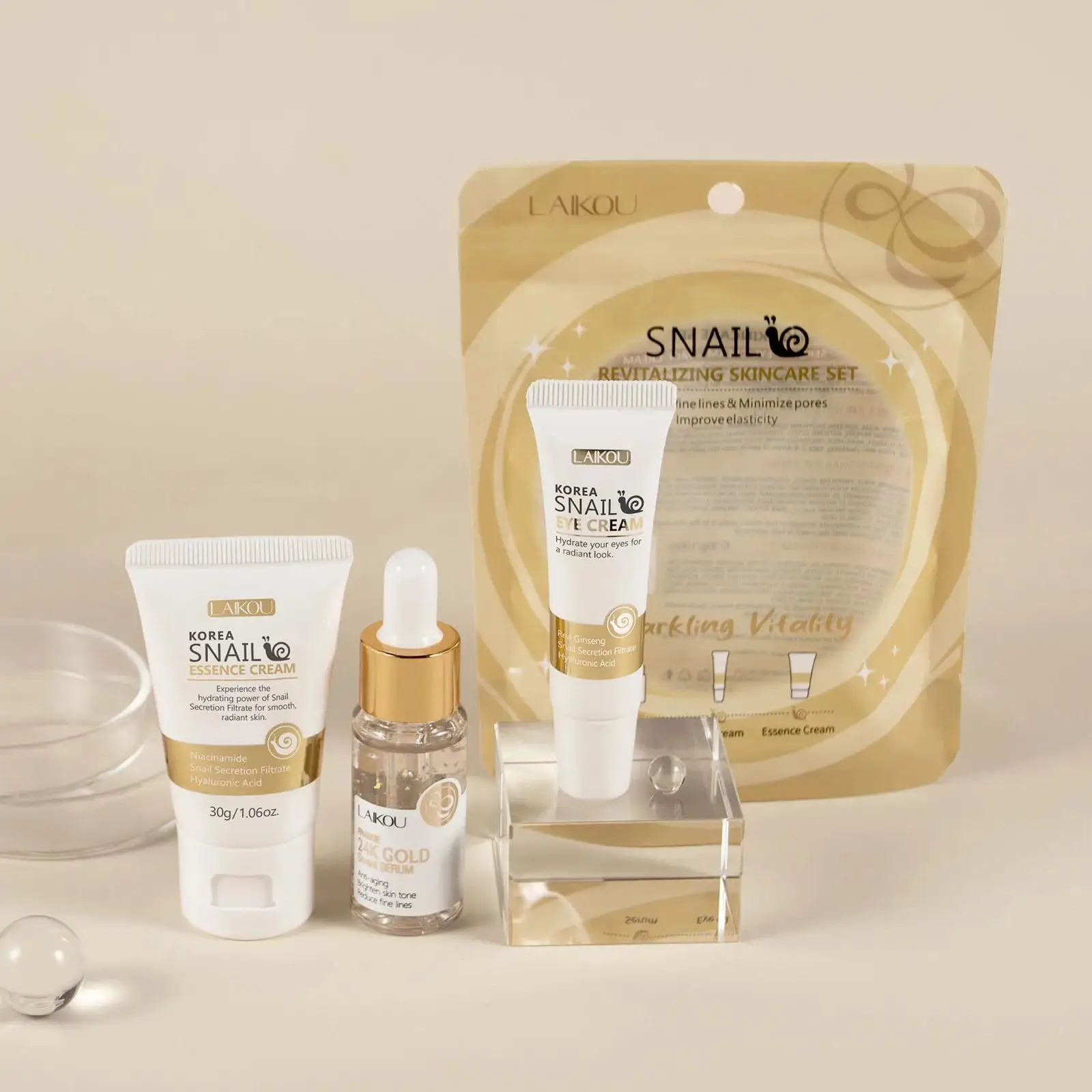 Luxury Skincare Serum - Suero reparador de caracol dorado de